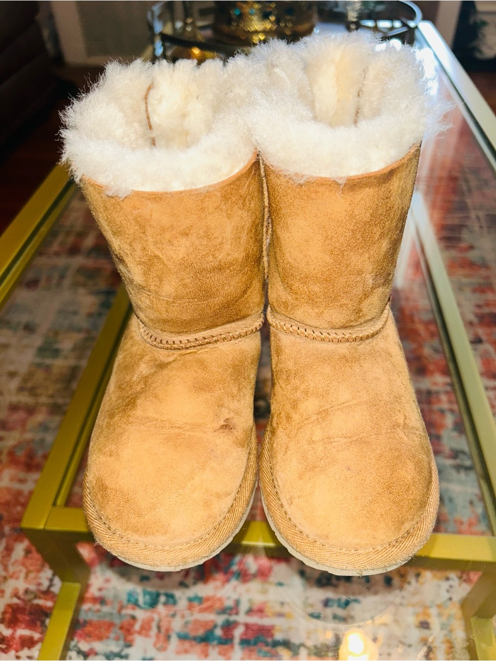 UGG Kids Chestnut Suede Shearling Boots